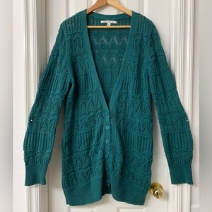 Emerald Green Knit Button-Up Cardigan